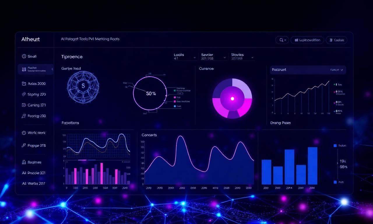 Best AI marketing tools dashboard showing analytics, content, ads, and automation